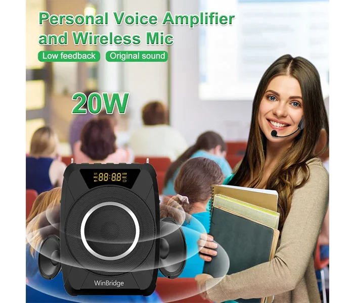 WinBridge M801 20W Voice Amplifier With Wireless Microphone Headset