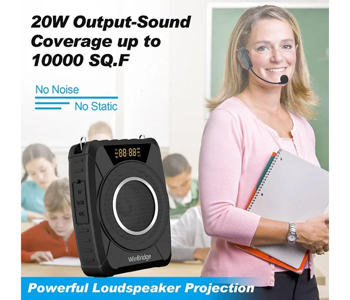 WinBridge M801 20W Voice Amplifier With Wireless Microphone Headset UAE