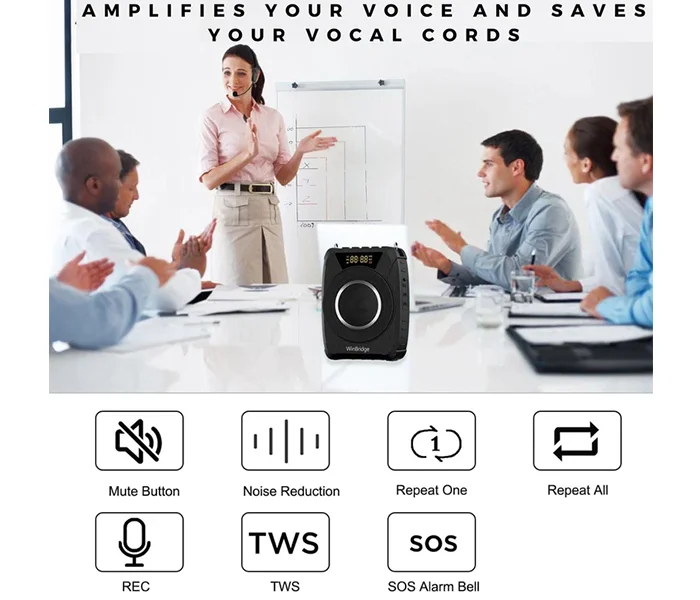 WinBridge M801 20W Voice Amplifier With Wireless Microphone Headset Dubai